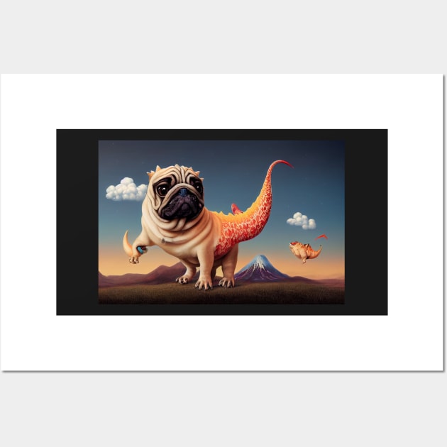 Rayray the Pugosaurus Wall Art by Pugosaurus